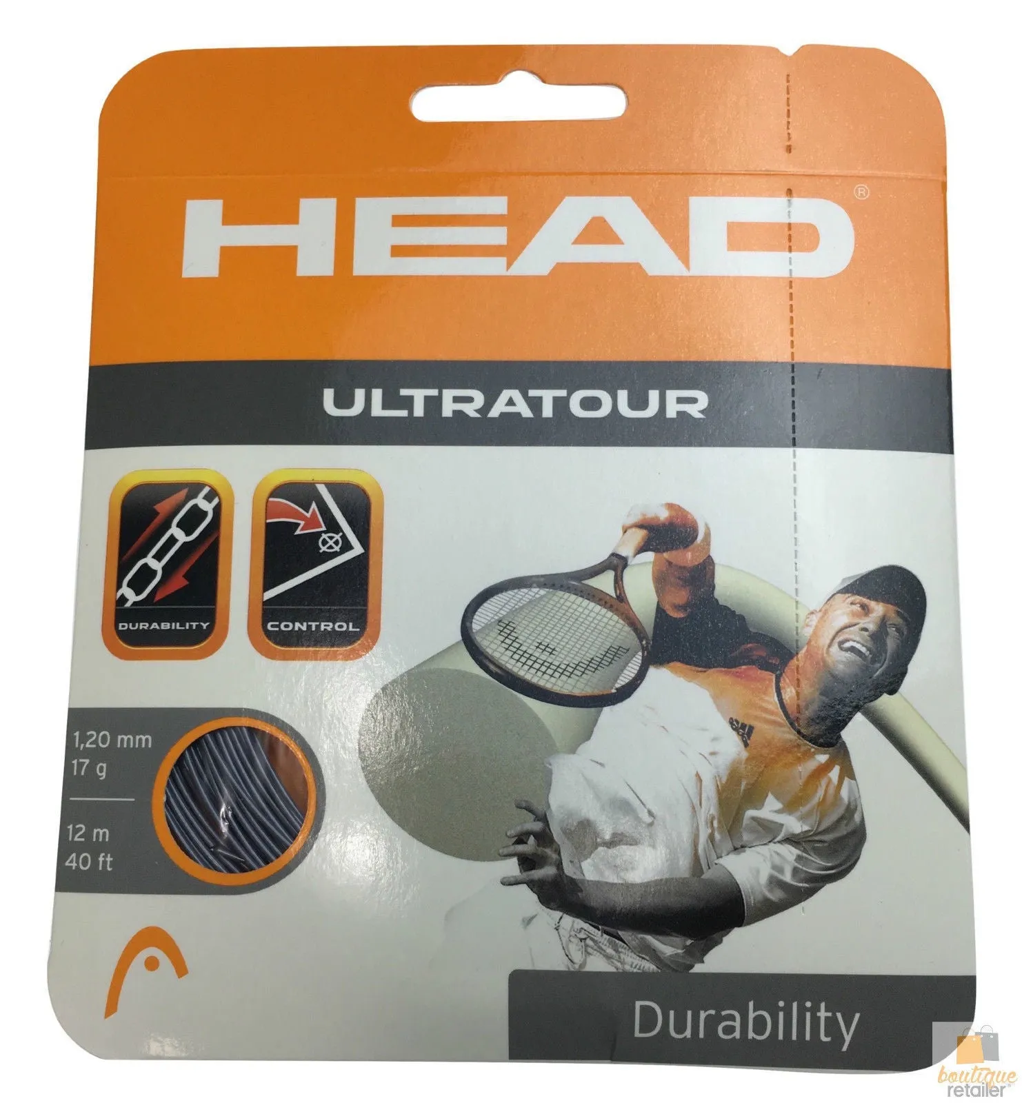 5x HEAD Ultratour 17g 1.20mm Tennis Racquet String | 12m | Bulk Pack | Durability & Control