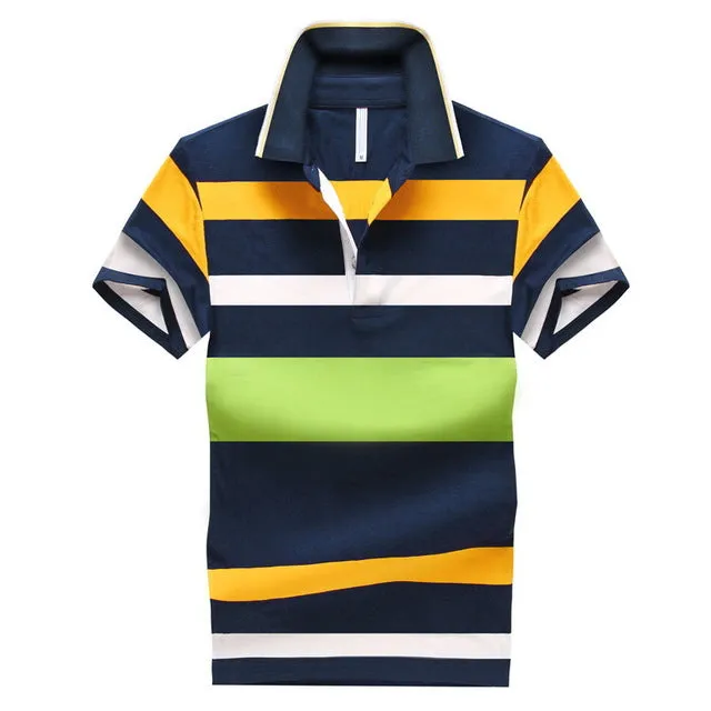 92% Cotton camisa Men Polo Shirt  2015 Casual Striped Slim short sleeves ASIAN SIZE M-4XL