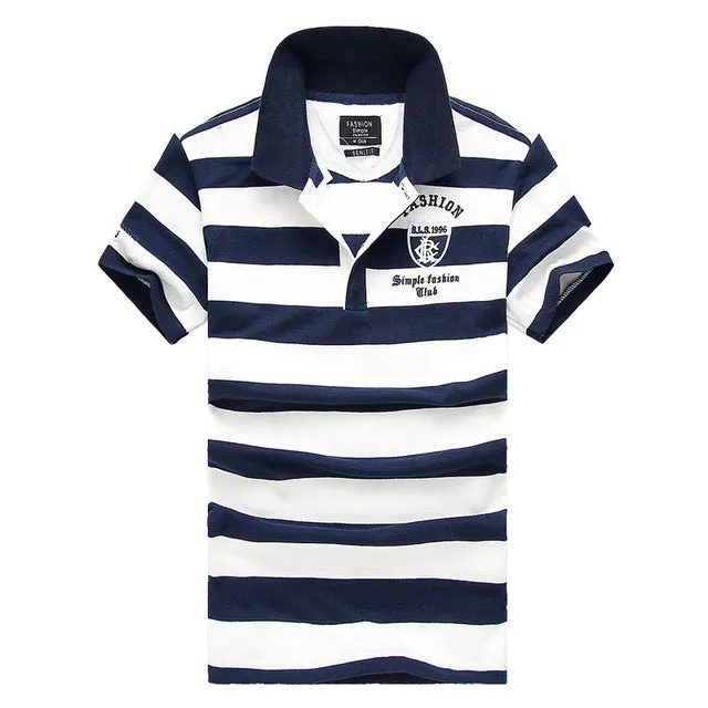 92% Cotton camisa Men Polo Shirt  2015 Casual Striped Slim short sleeves ASIAN SIZE M-4XL
