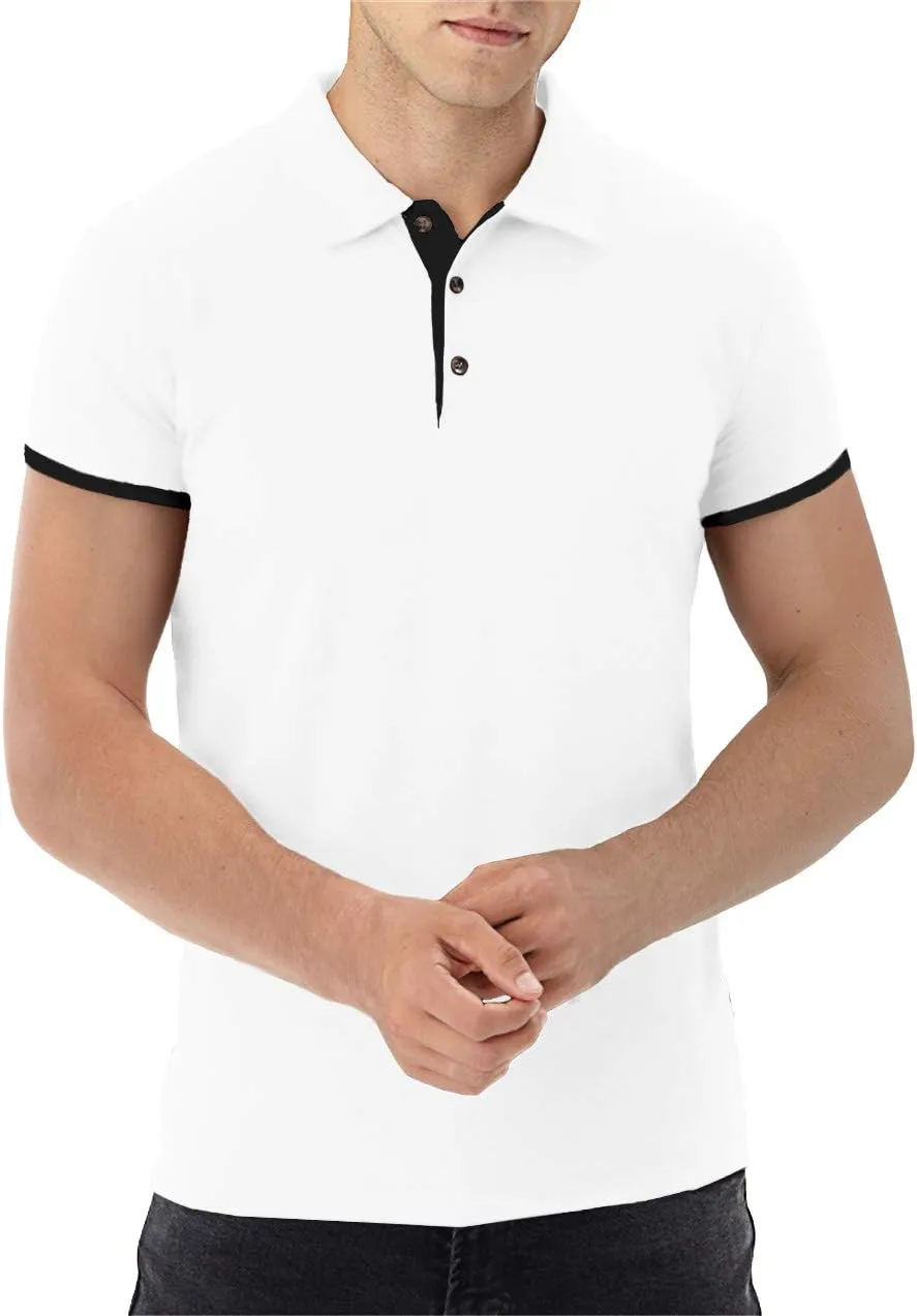 Aiyino Men's Short/Long Sleeve Polo Shirts Casual Slim Fit Basic Designed Cotton Shirts