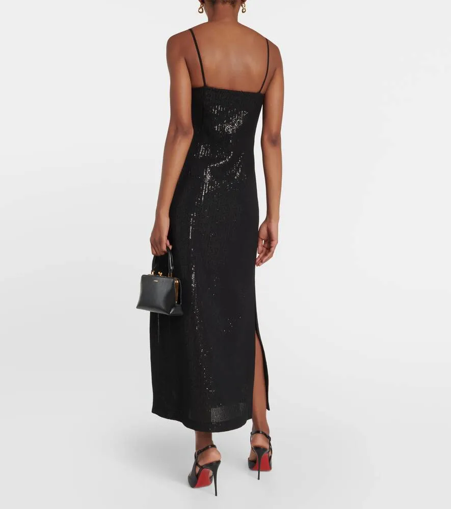 Alias maxi dress in georgette with sequins MAX MARA, black