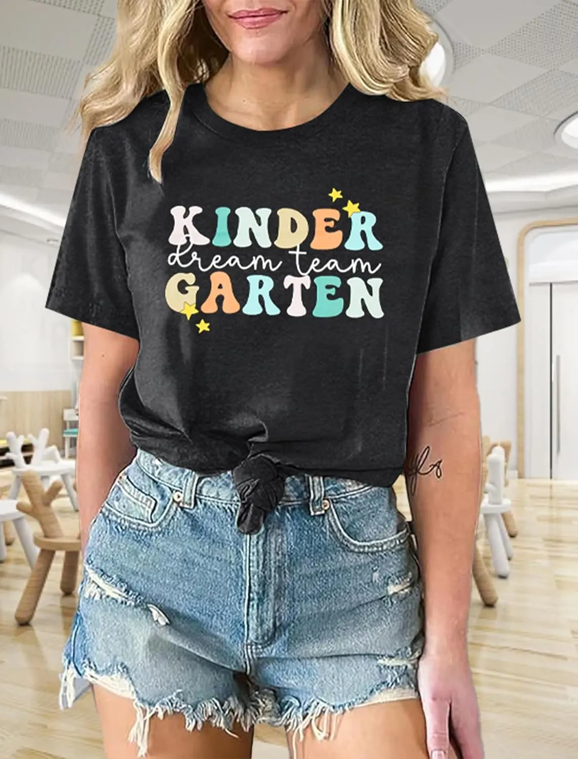 ALLTB Kindergarten Teacher Shirts Women First Day of School Shirt Teacher Life Floral Flower Tee Tops T-Shirt