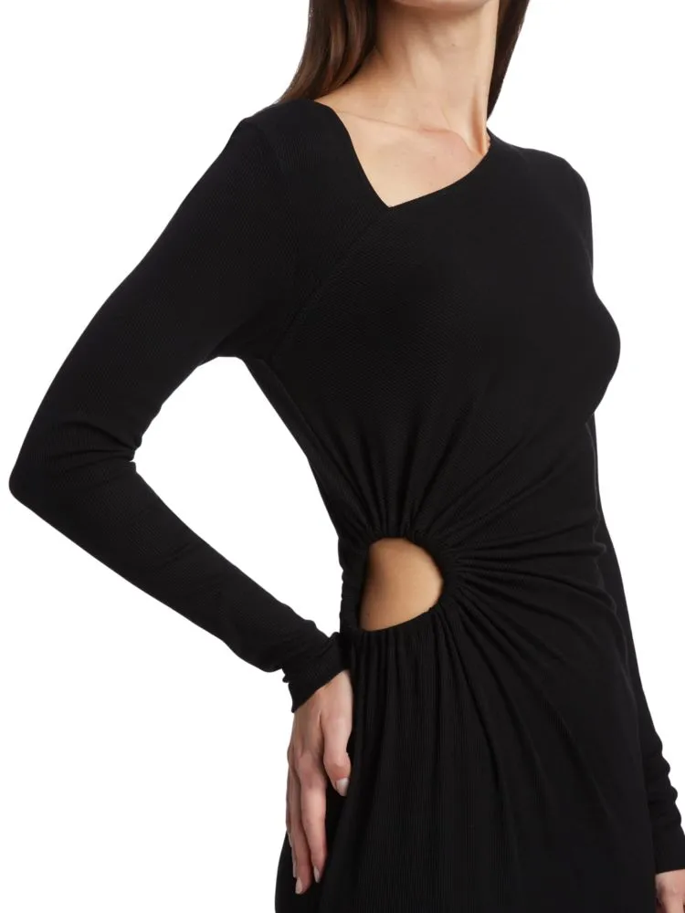 Ami Lna ribbed cutout dress, black