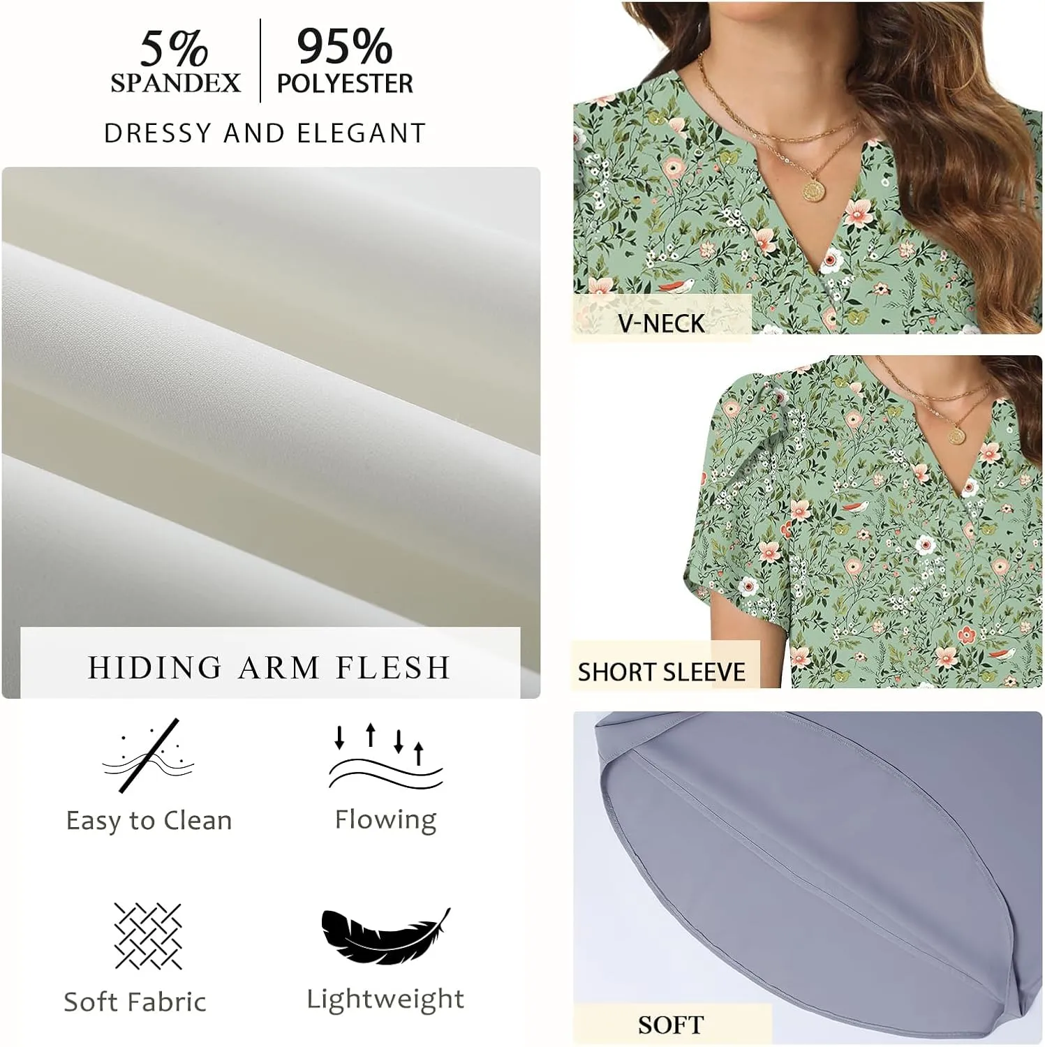 Anyally Women's Plus Size Short Sleeve Work Chiffon Blouses Casual Flowy Tunics Tops