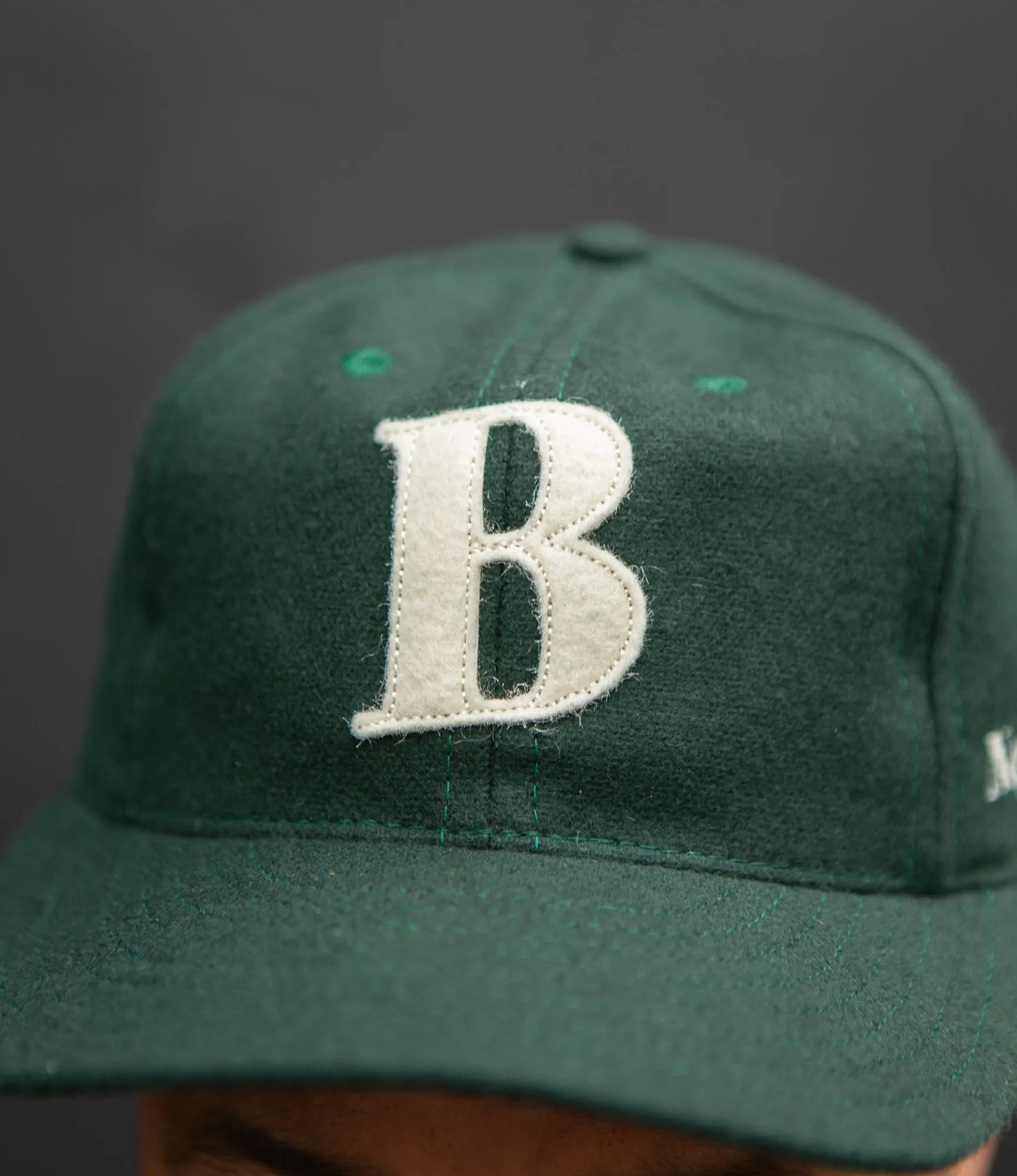 Baseball Cap – Bottle Green / Cream Wool