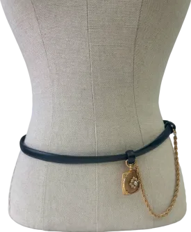 Black Belt with Gold Chain and Locket Pendant UK M