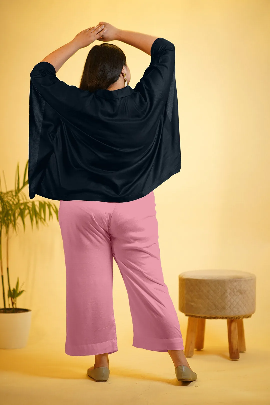 Black Rayon KaftanTop & Blush Palazzo - FlairFlamingo