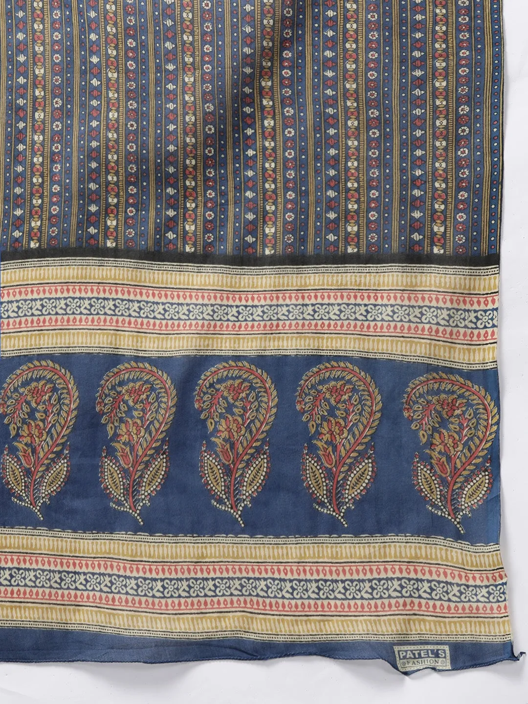 Blue & Red Printed Dupatta Set