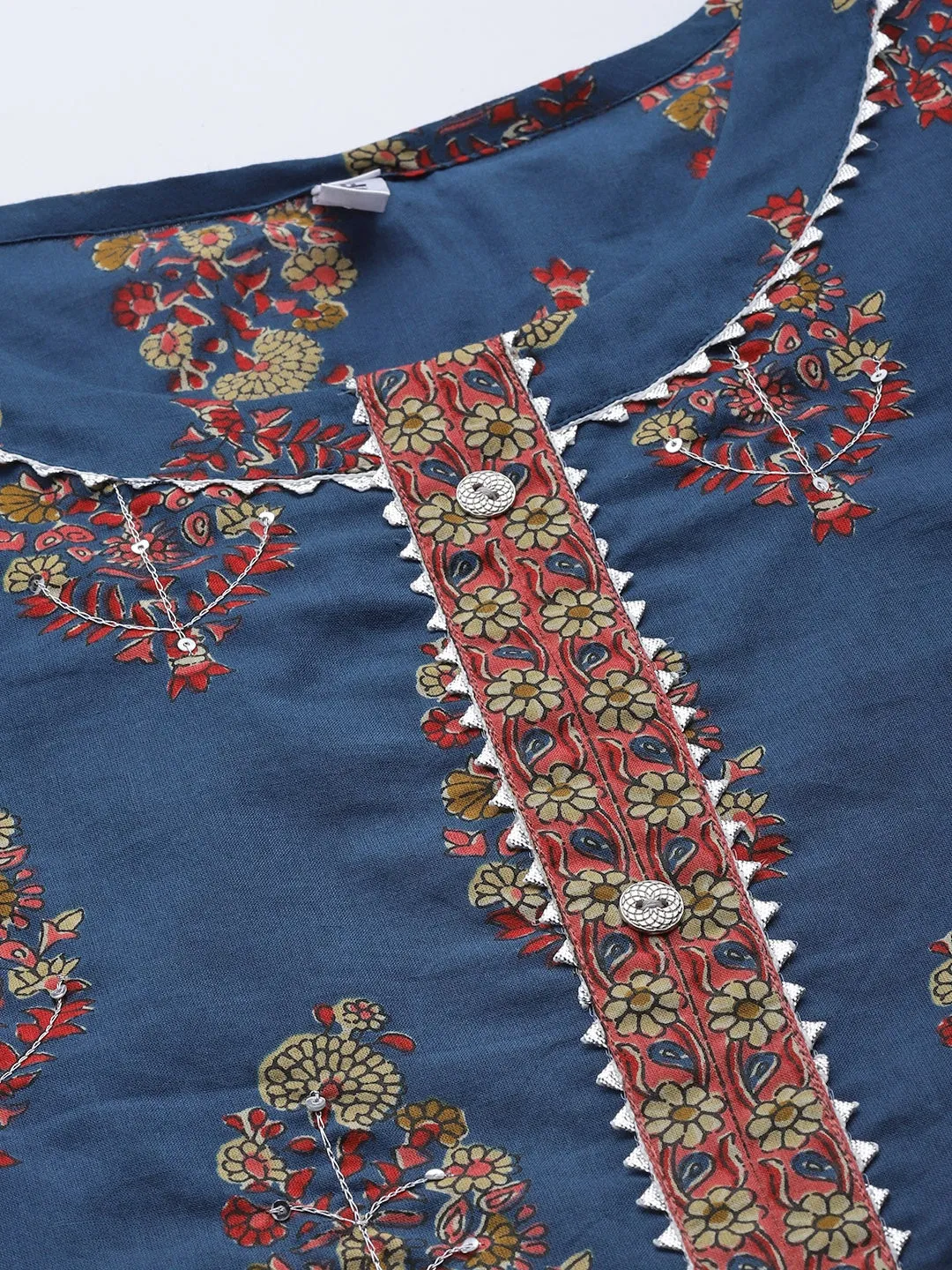 Blue & Red Printed Dupatta Set