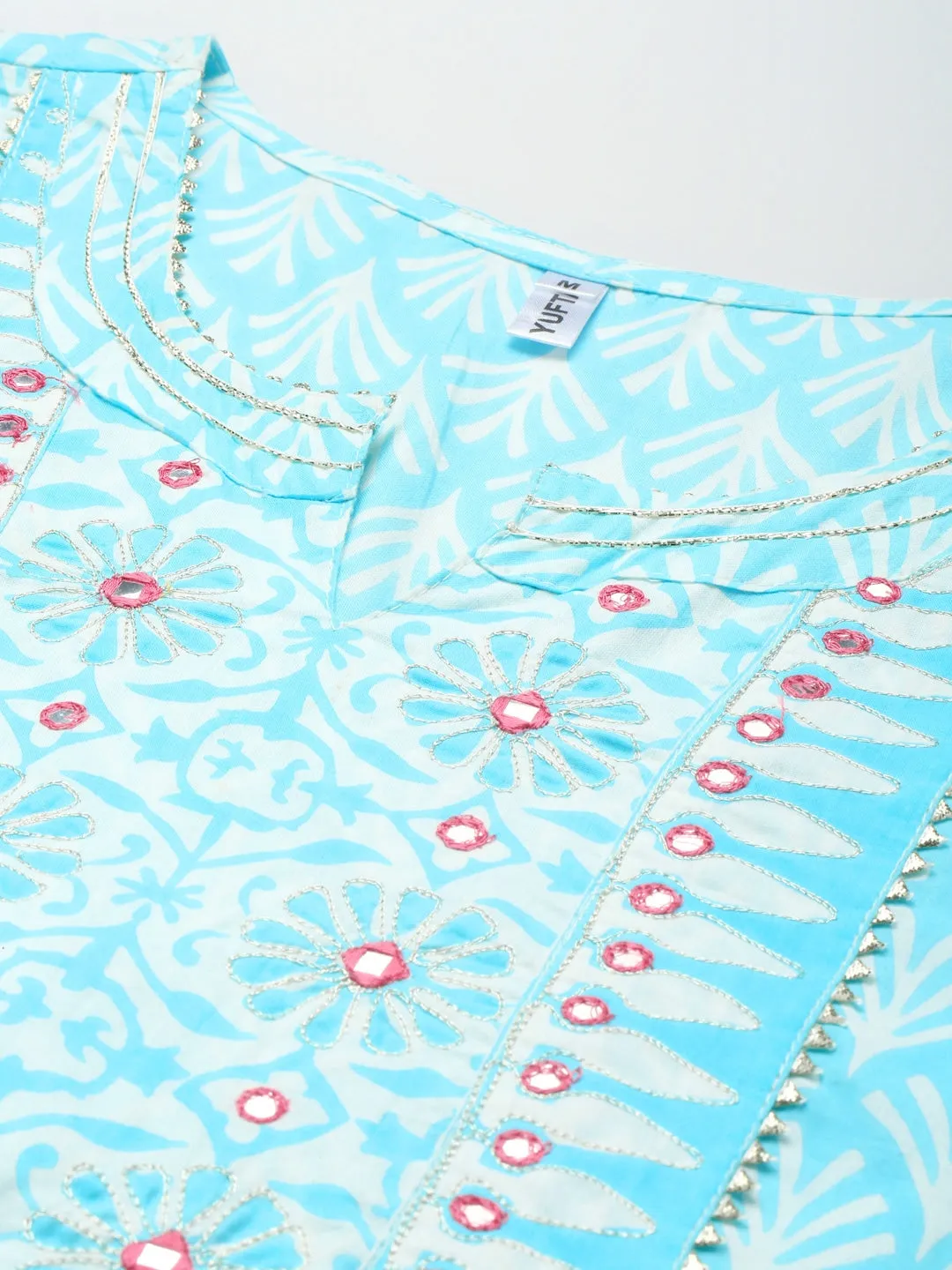 Blue Ethnic Motifs Printed Regular Style Dupatta Set