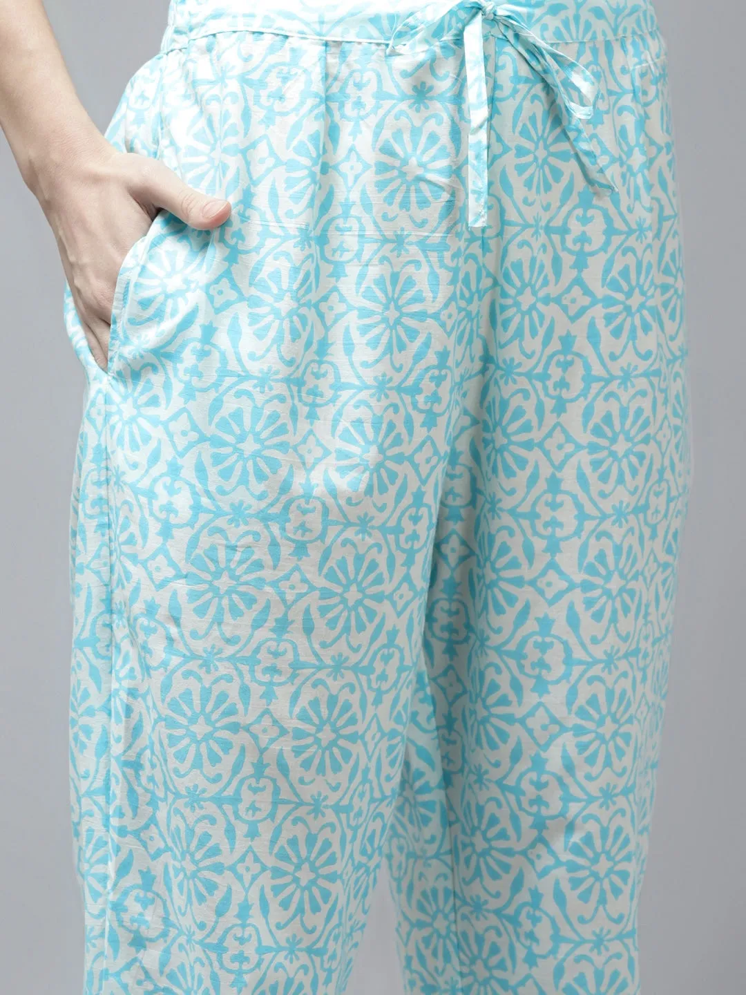 Blue Ethnic Motifs Printed Regular Style Dupatta Set