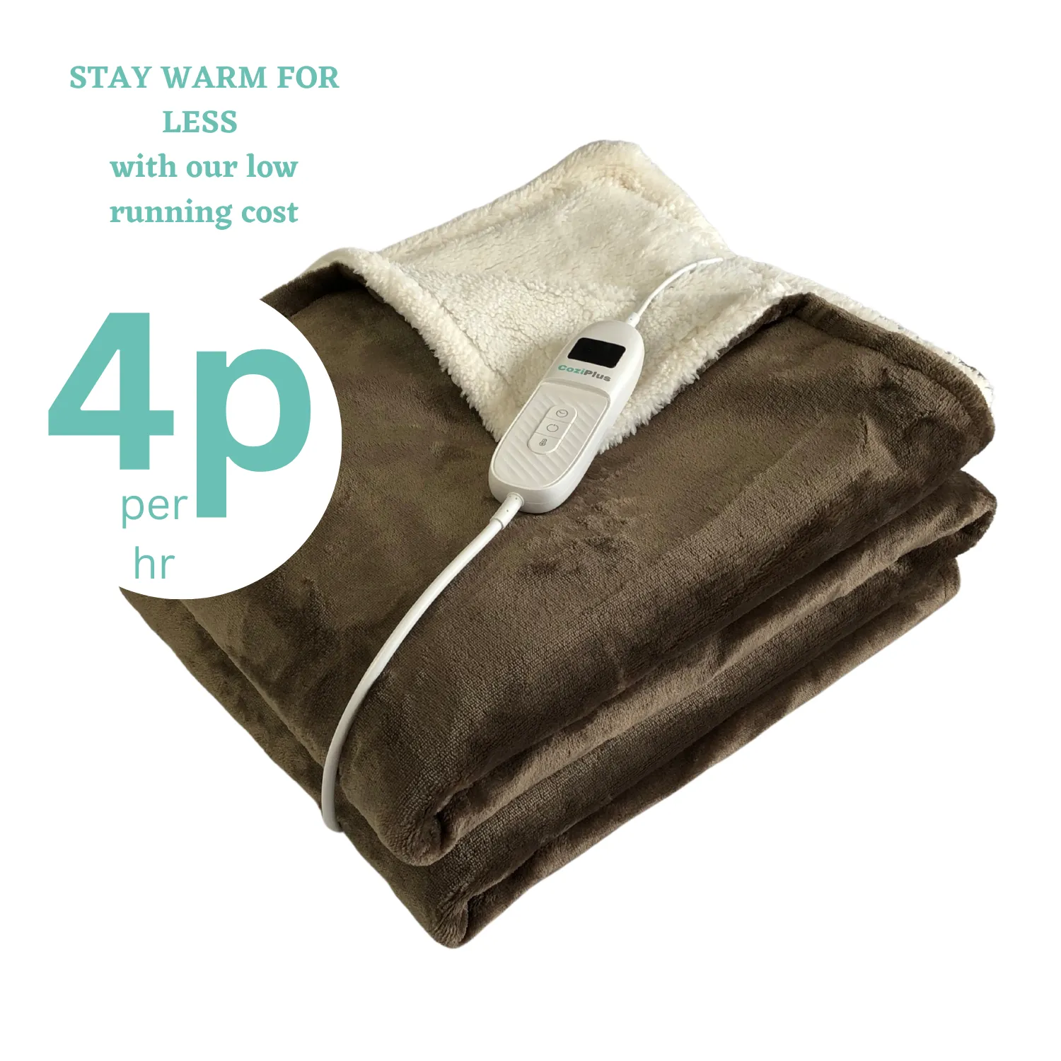 Brown Electric Heated Sherpa Throw