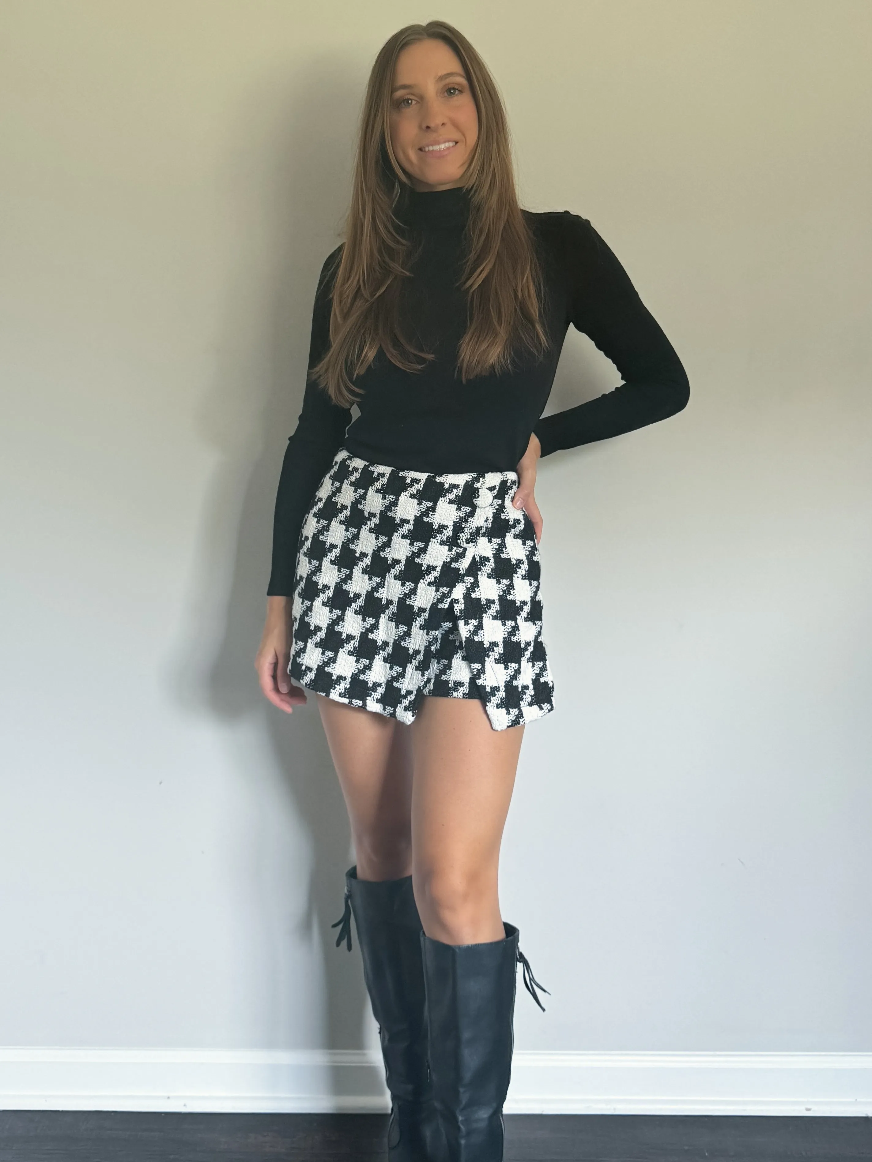 Checkered Tweed Skort