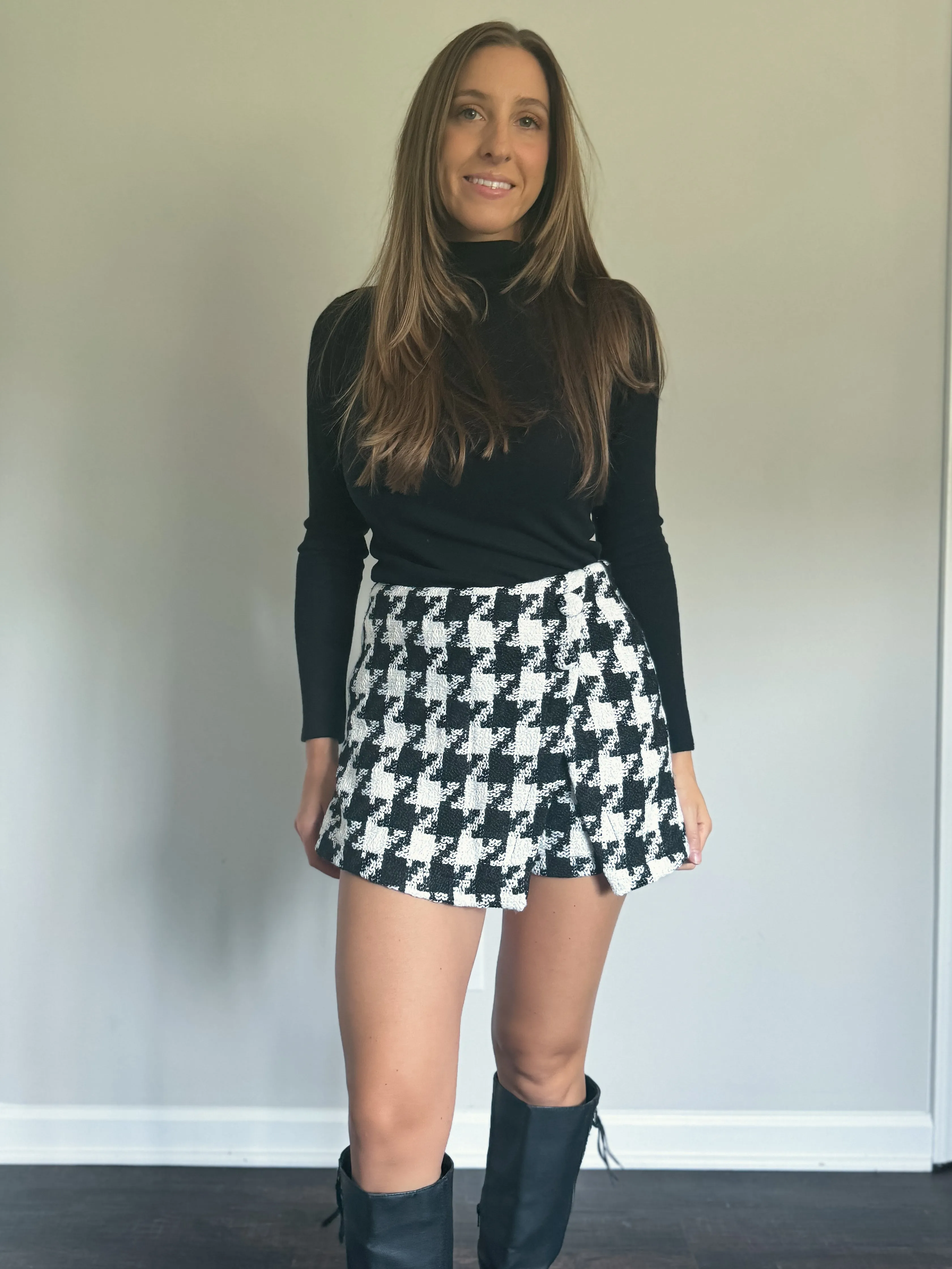 Checkered Tweed Skort