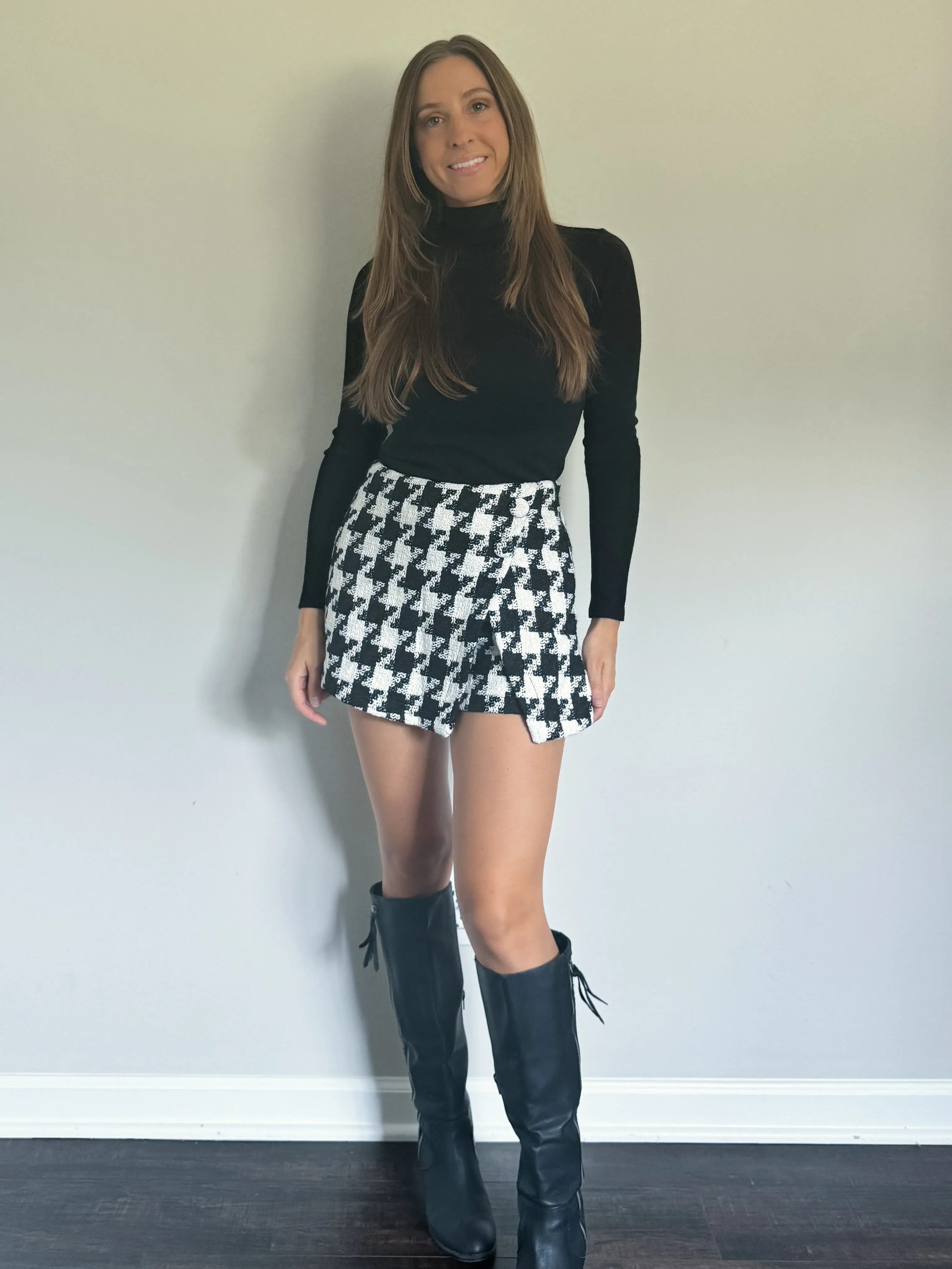 Checkered Tweed Skort