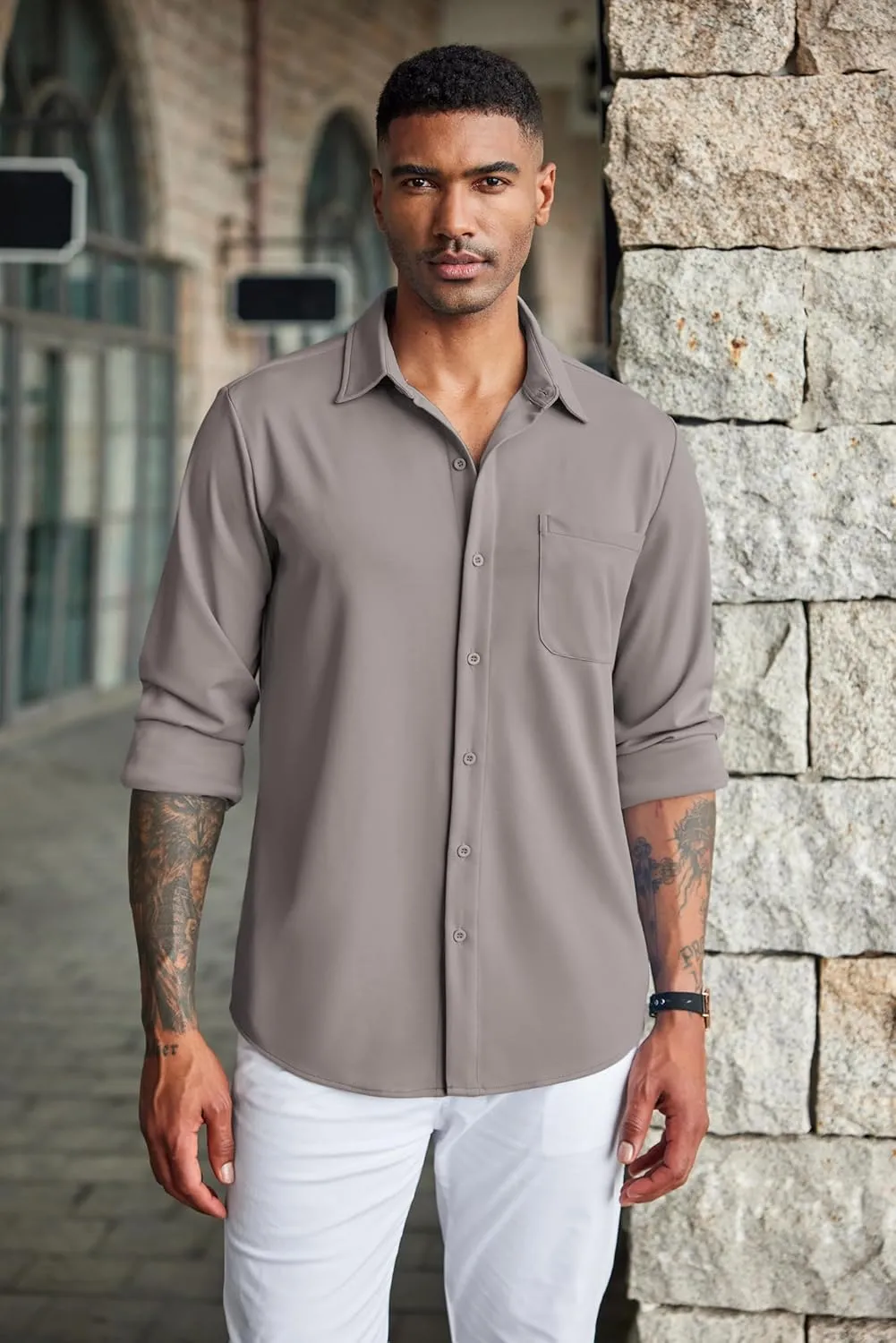 COOFANDY Men's Wrinkle Free Shirts Casual Long Sleeve Button Down Dress Shirts