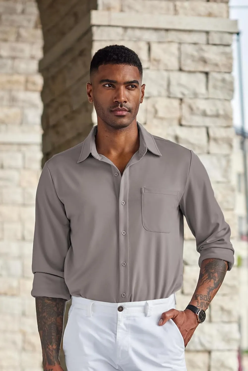 COOFANDY Men's Wrinkle Free Shirts Casual Long Sleeve Button Down Dress Shirts