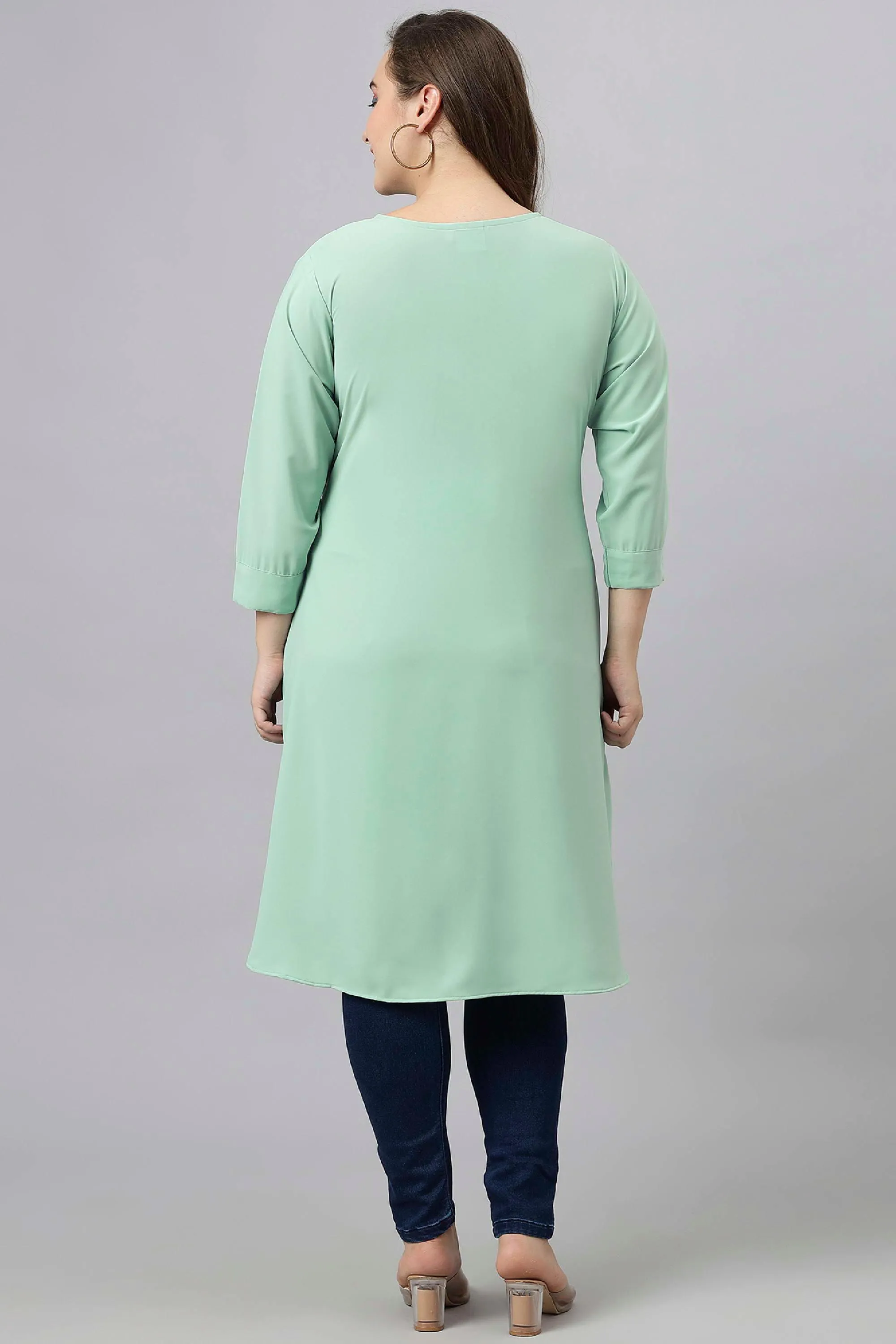 Curvy Lane Women Plus Size Wrap Style High Low V Neck Tunic