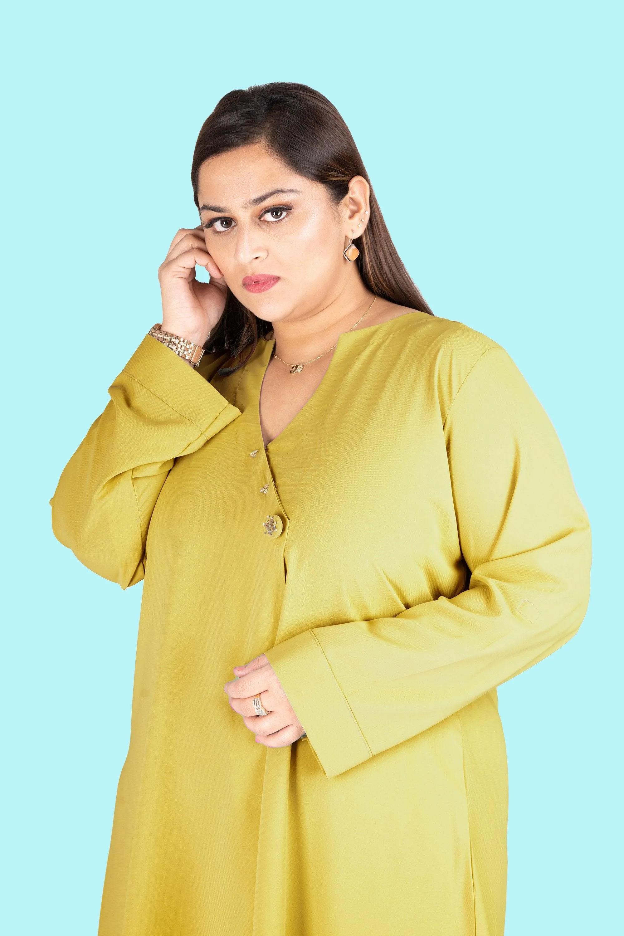 Curvy Lane Women Plus Size Wrap Style High Low V Neck Tunic