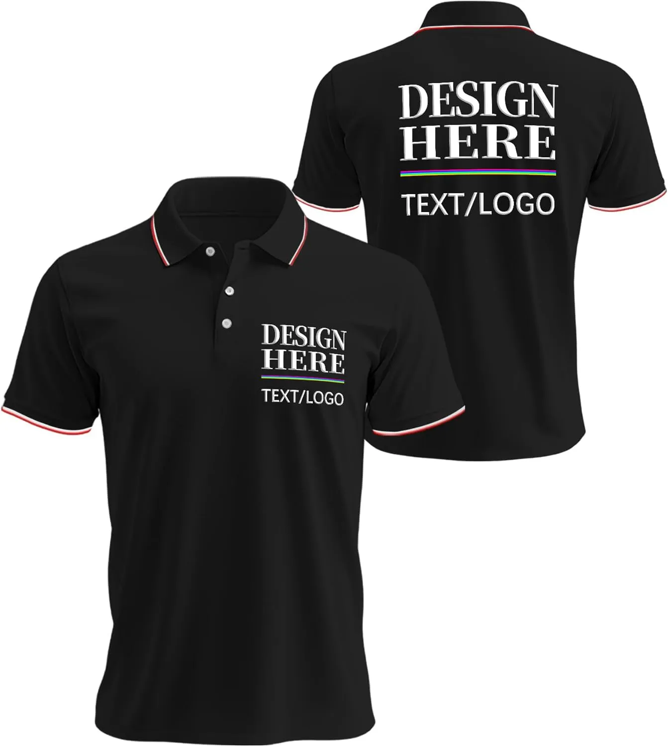Custom Polo Shirts for Men Women, Personalized Golf Shirts with Text/Logo/Photo, Bulk Customized Business Polo Shirt