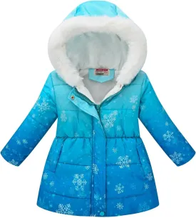 Girls Long Parka Winter Coat Heavyweight Hooded Puffer Jacket with Faux Fur Collar Fleece Lined Down Coat for Kids
