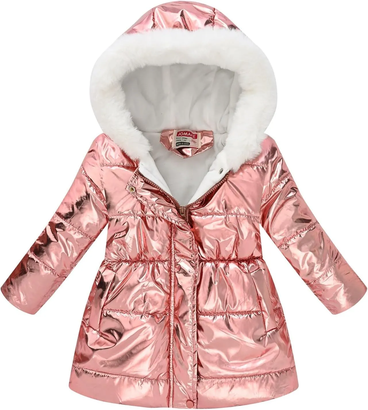 Girls Long Parka Winter Coat Heavyweight Hooded Puffer Jacket with Faux Fur Collar Fleece Lined Down Coat for Kids