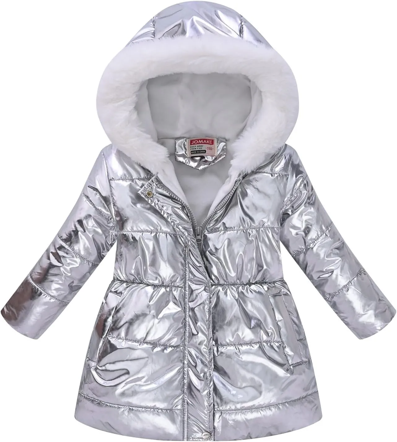 Girls Long Parka Winter Coat Heavyweight Hooded Puffer Jacket with Faux Fur Collar Fleece Lined Down Coat for Kids