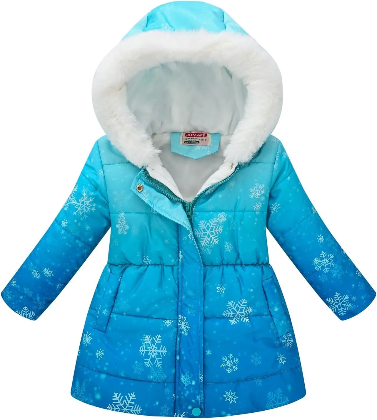 Girls Long Parka Winter Coat Heavyweight Hooded Puffer Jacket with Faux Fur Collar Fleece Lined Down Coat for Kids