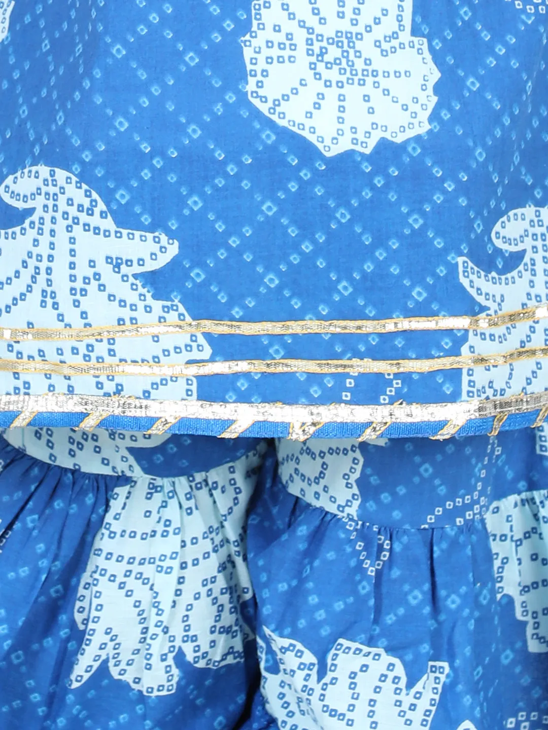 Girls  Printed Pure Cotton Kurti With Sharara Sets - Blue
