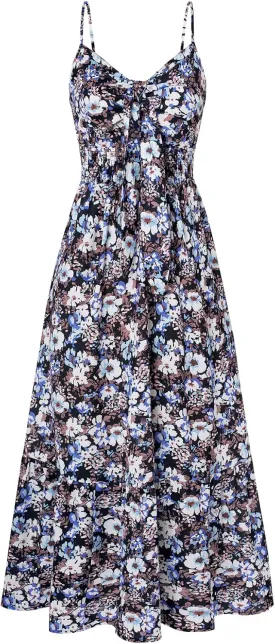 GRACE KARIN Women's 2025 Summer Maxi Dress Floral Tie Front Spaghetti Strap Casual Boho Beach Flowy Sundress with Pockets