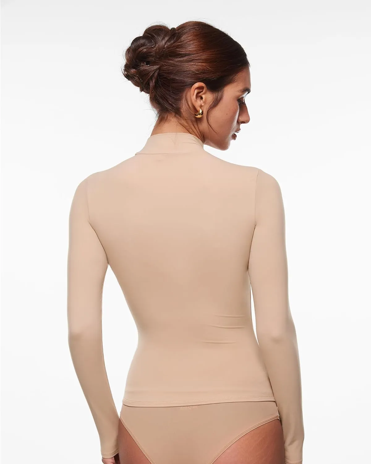 INLYRIC Women's Inbarely Soft Mock Turtleneck Double Lined Long Sleeve Tops Going Out Slim Fitted Sexy Trendy T-Shirts