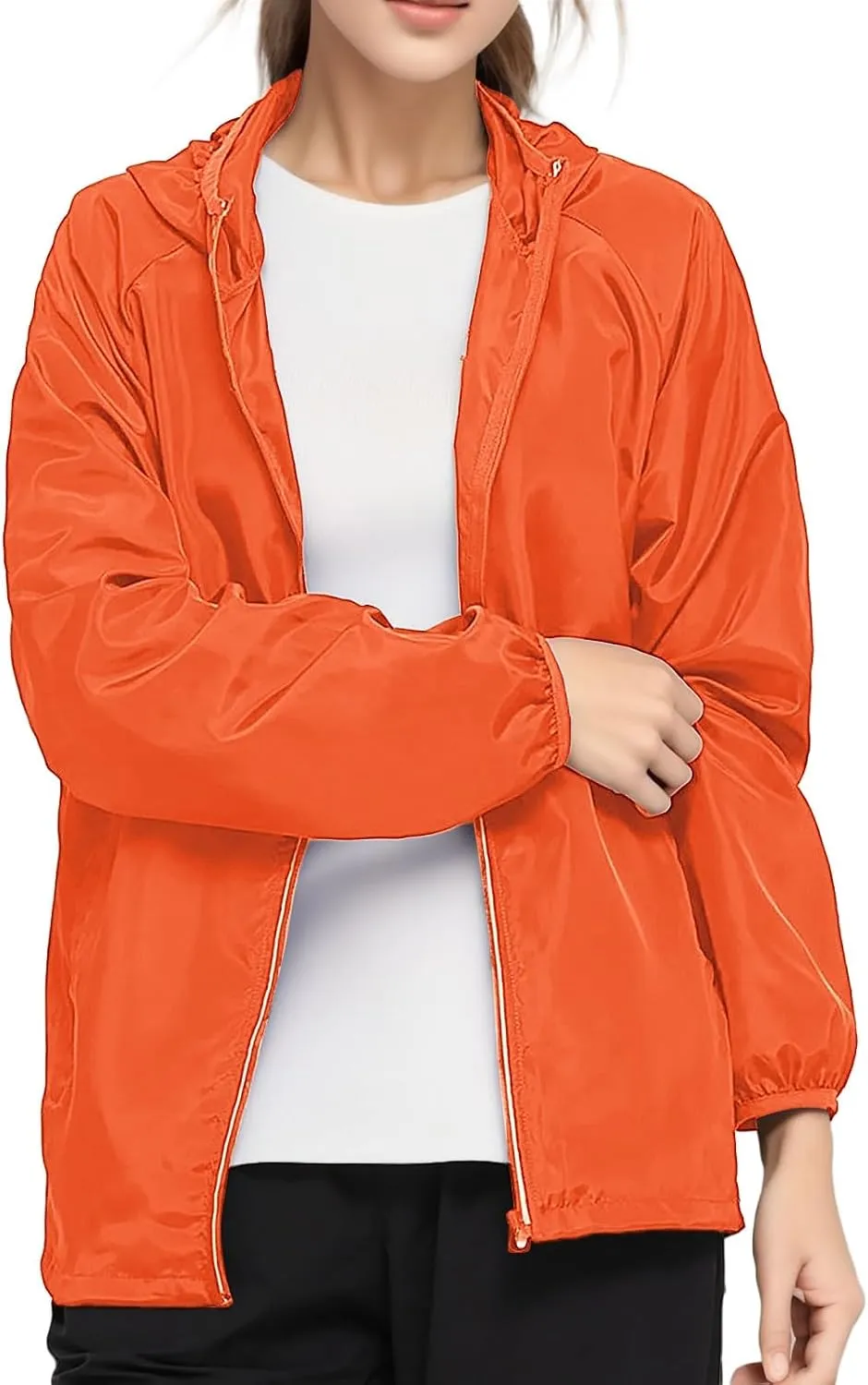 Lightweight Rain Jackets Women 2024 Plain Waterproof Windbreaker Jacket Women Packable Raincoat Rain Coats with Hood