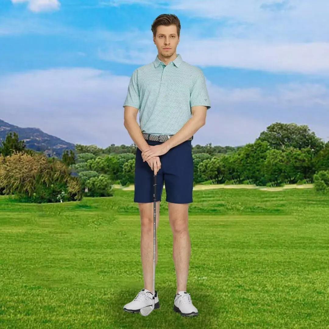 M MAELREG Mens Polo Shirts Short Sleeve Dry Fit Jacquard Performance Moisture Wicking Casual Pocket Golf Shirts for Men