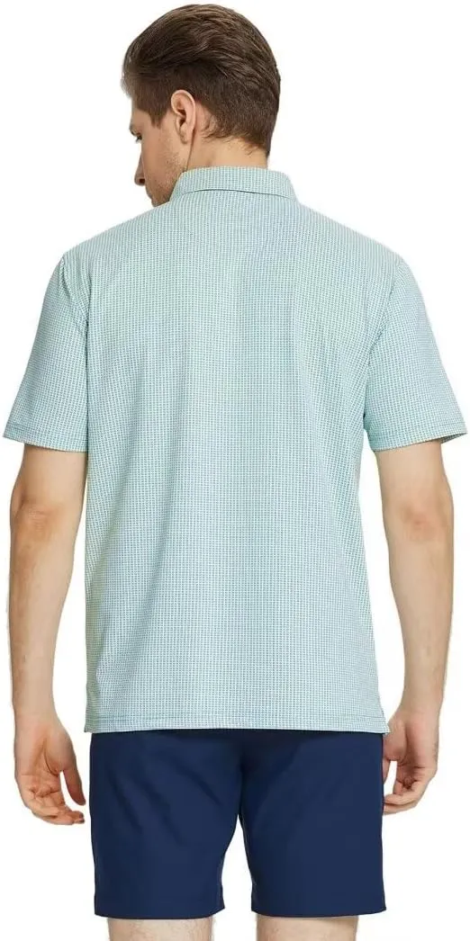 M MAELREG Mens Polo Shirts Short Sleeve Dry Fit Jacquard Performance Moisture Wicking Casual Pocket Golf Shirts for Men