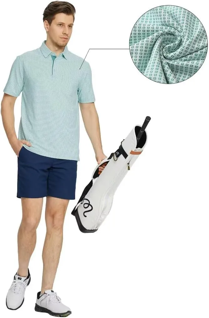 M MAELREG Mens Polo Shirts Short Sleeve Dry Fit Jacquard Performance Moisture Wicking Casual Pocket Golf Shirts for Men