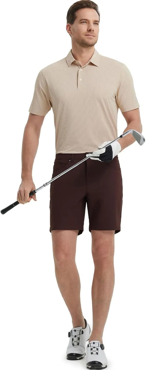 M MAELREG Mens Polo Shirts Short Sleeve Quick Dry Moisture Wicking Athletic Performance Jacquard Collared Golf Shirt for Men