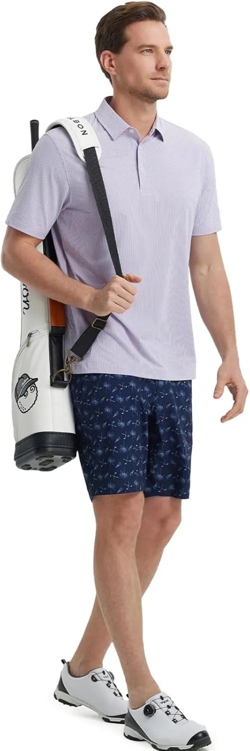 M MAELREG Mens Polo Shirts Short Sleeve Quick Dry Moisture Wicking Athletic Performance Jacquard Collared Golf Shirt for Men