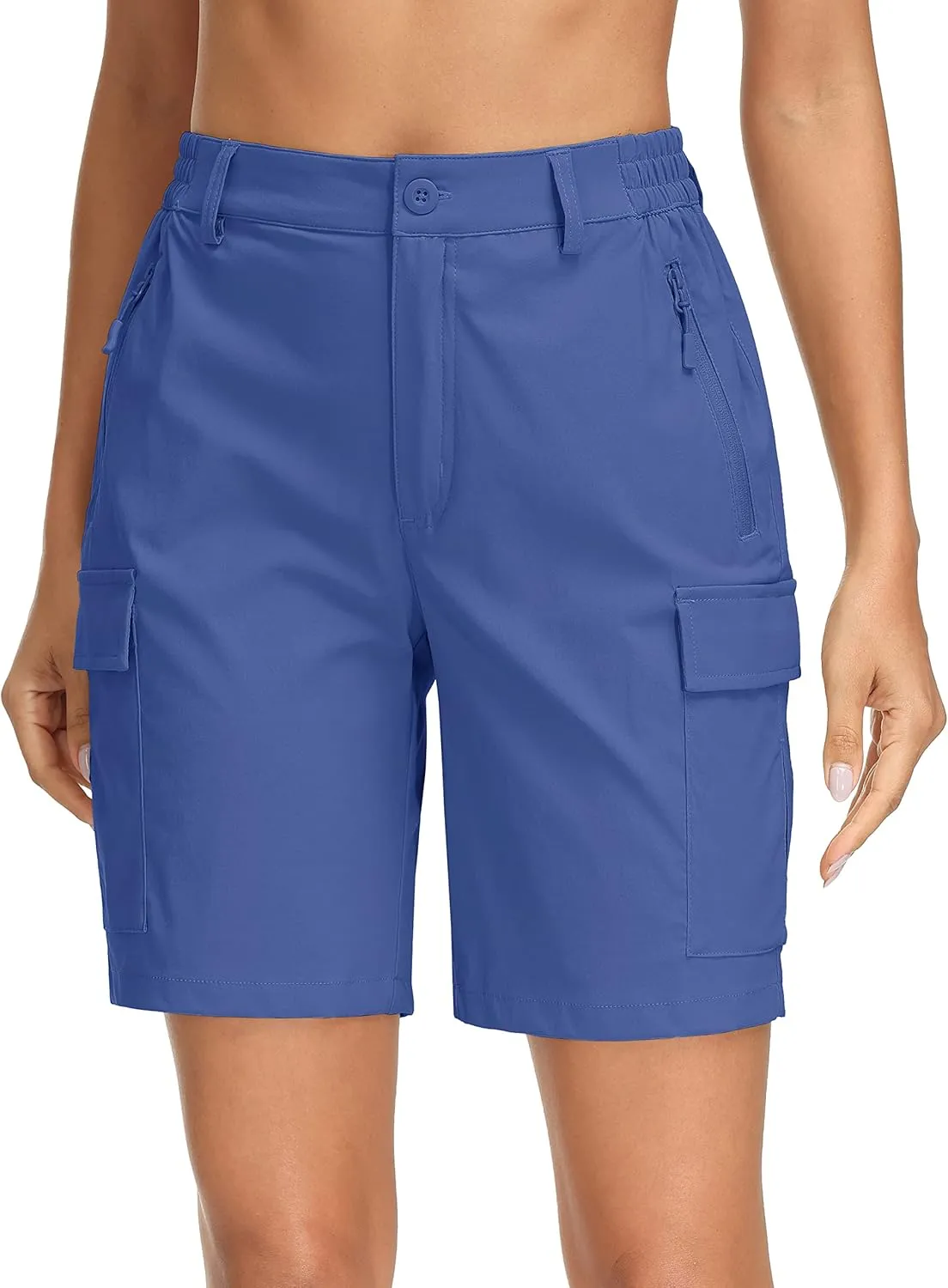 MAGCOMSEN Women's 7" Hiking Shorts Lightweight Quick Dry Water Resistant Golf Cargo Shorts with 5 Pockets Summer Casual