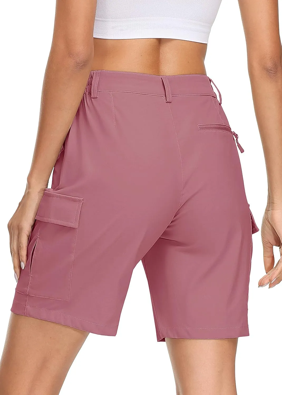 MAGCOMSEN Women's 7" Hiking Shorts Lightweight Quick Dry Water Resistant Golf Cargo Shorts with 5 Pockets Summer Casual