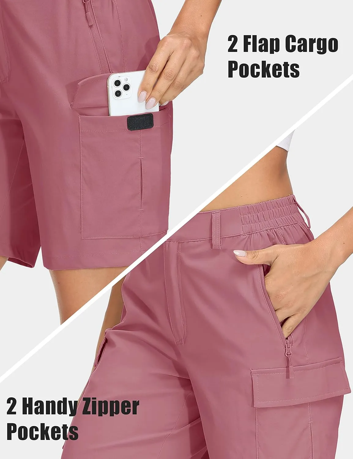 MAGCOMSEN Women's 7" Hiking Shorts Lightweight Quick Dry Water Resistant Golf Cargo Shorts with 5 Pockets Summer Casual