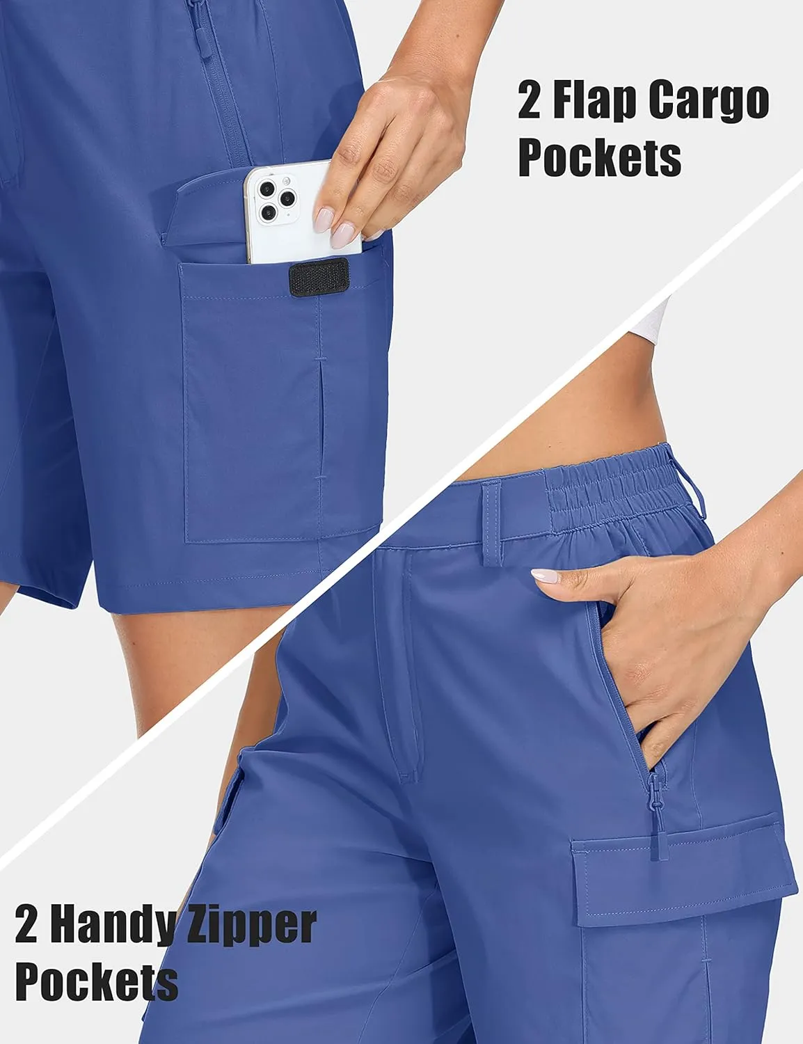 MAGCOMSEN Women's 7" Hiking Shorts Lightweight Quick Dry Water Resistant Golf Cargo Shorts with 5 Pockets Summer Casual