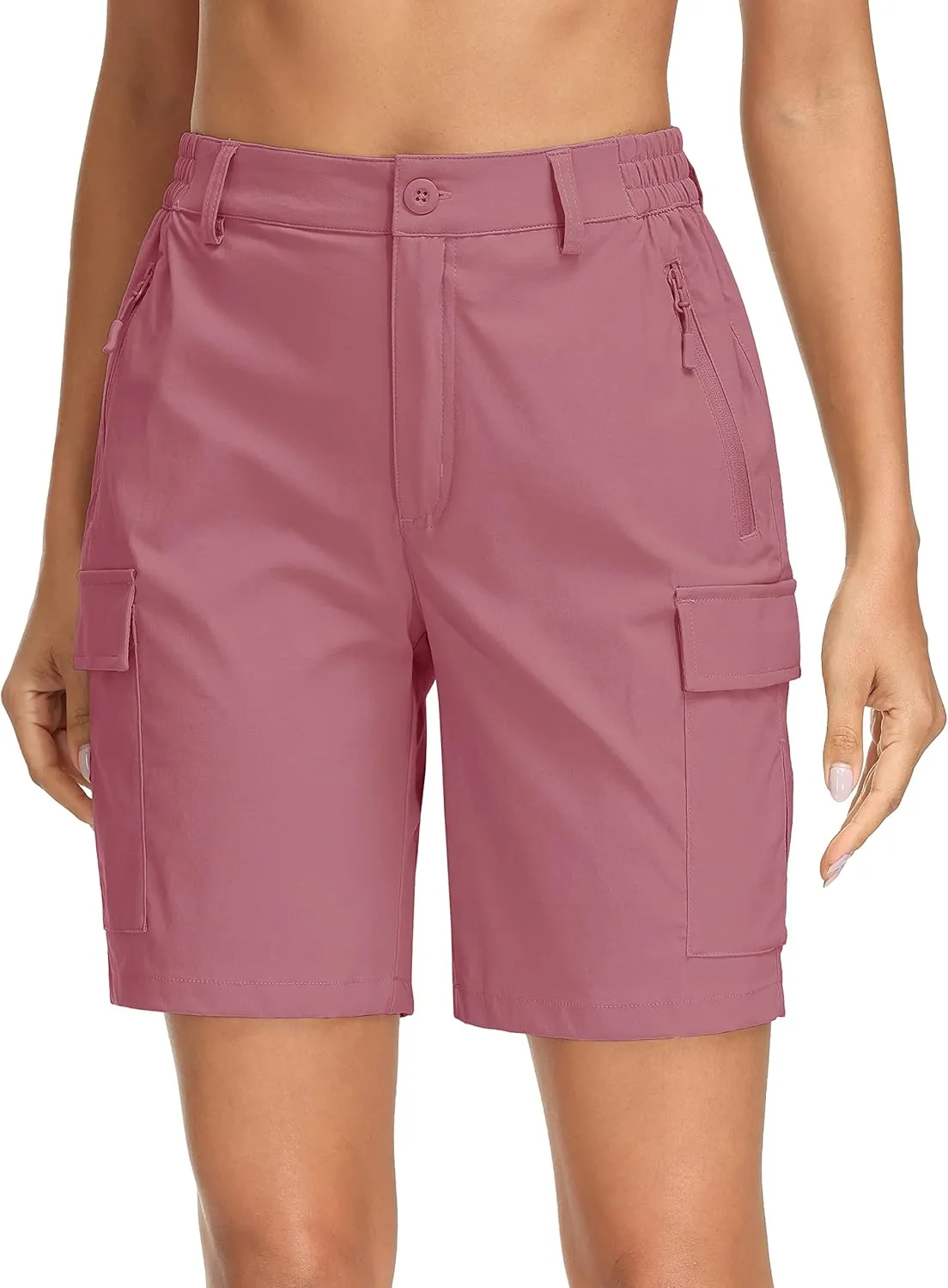 MAGCOMSEN Women's 7" Hiking Shorts Lightweight Quick Dry Water Resistant Golf Cargo Shorts with 5 Pockets Summer Casual