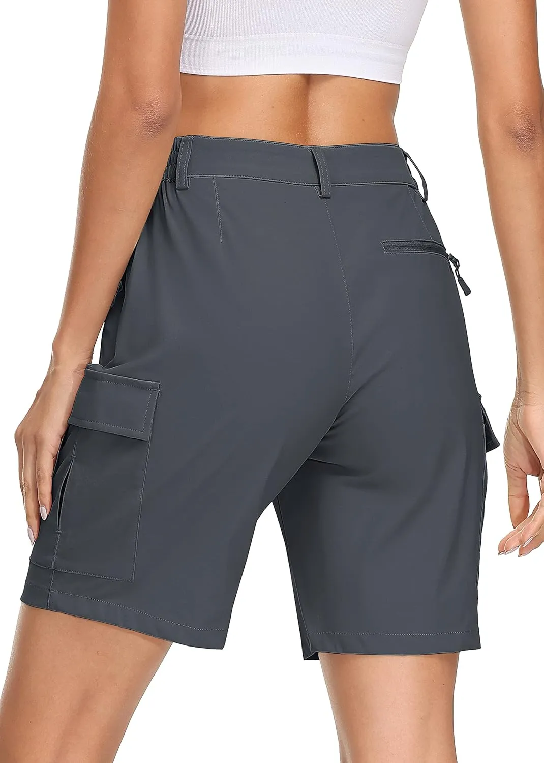 MAGCOMSEN Women's 7" Hiking Shorts Lightweight Quick Dry Water Resistant Golf Cargo Shorts with 5 Pockets Summer Casual