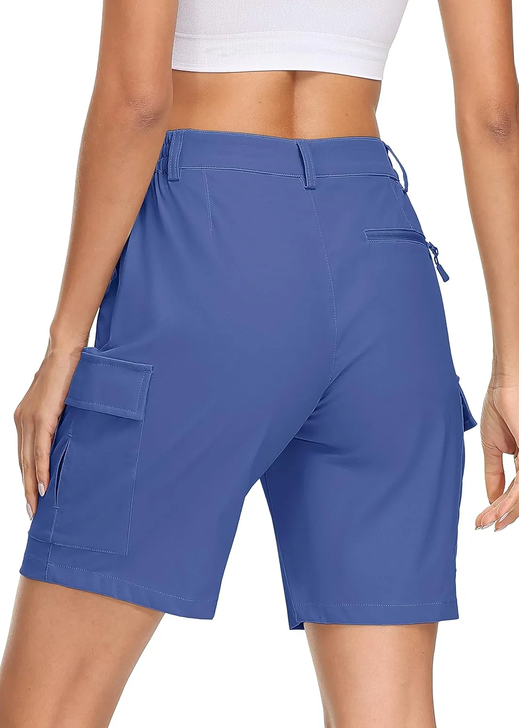 MAGCOMSEN Women's 7" Hiking Shorts Lightweight Quick Dry Water Resistant Golf Cargo Shorts with 5 Pockets Summer Casual