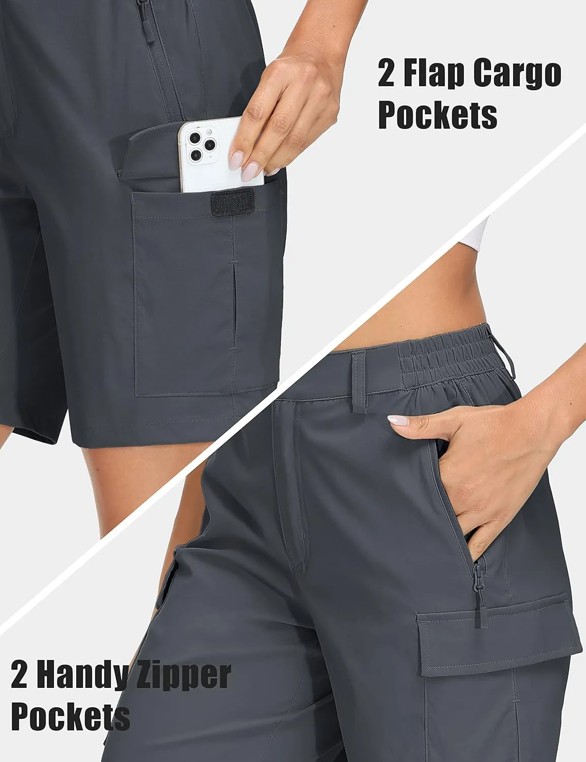MAGCOMSEN Women's 7" Hiking Shorts Lightweight Quick Dry Water Resistant Golf Cargo Shorts with 5 Pockets Summer Casual