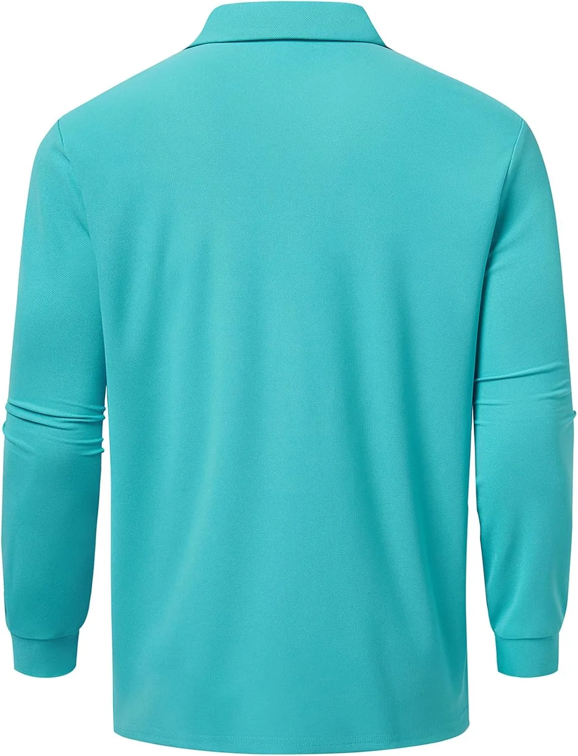 Men's Classic Long Sleeve Polo Shirts Casual Solid Golf Shirts with Pocket