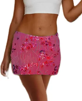 NUFIWI Women Sequin Glitter Mini Skirts Low Waist Sparkle Skinny Short Skirts Y2K Bodycon Shining Dance Party Skirt