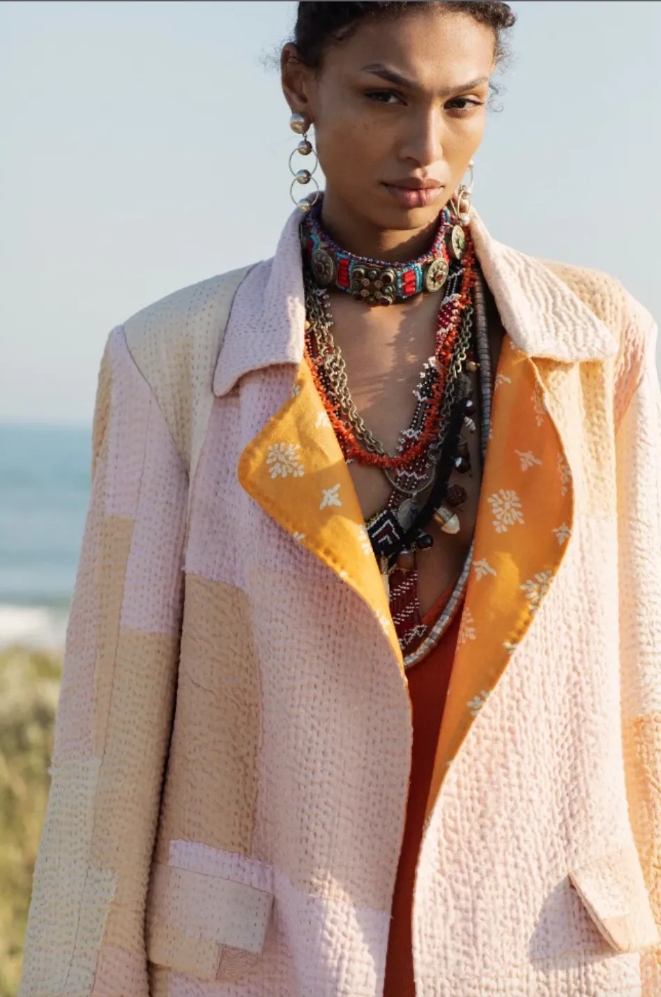 Officer Petal Kantha Coat, Pink Coat