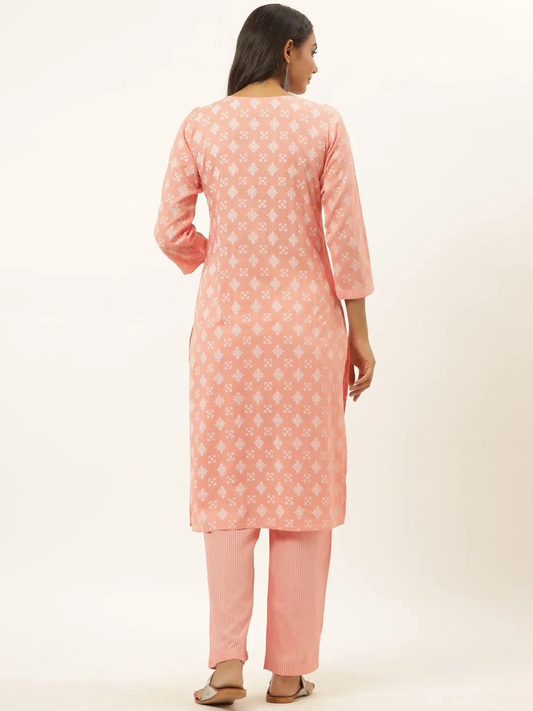 Pink Ethnic Motifs Printed Kurta Set