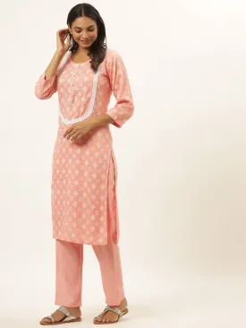 Pink Ethnic Motifs Printed Kurta Set